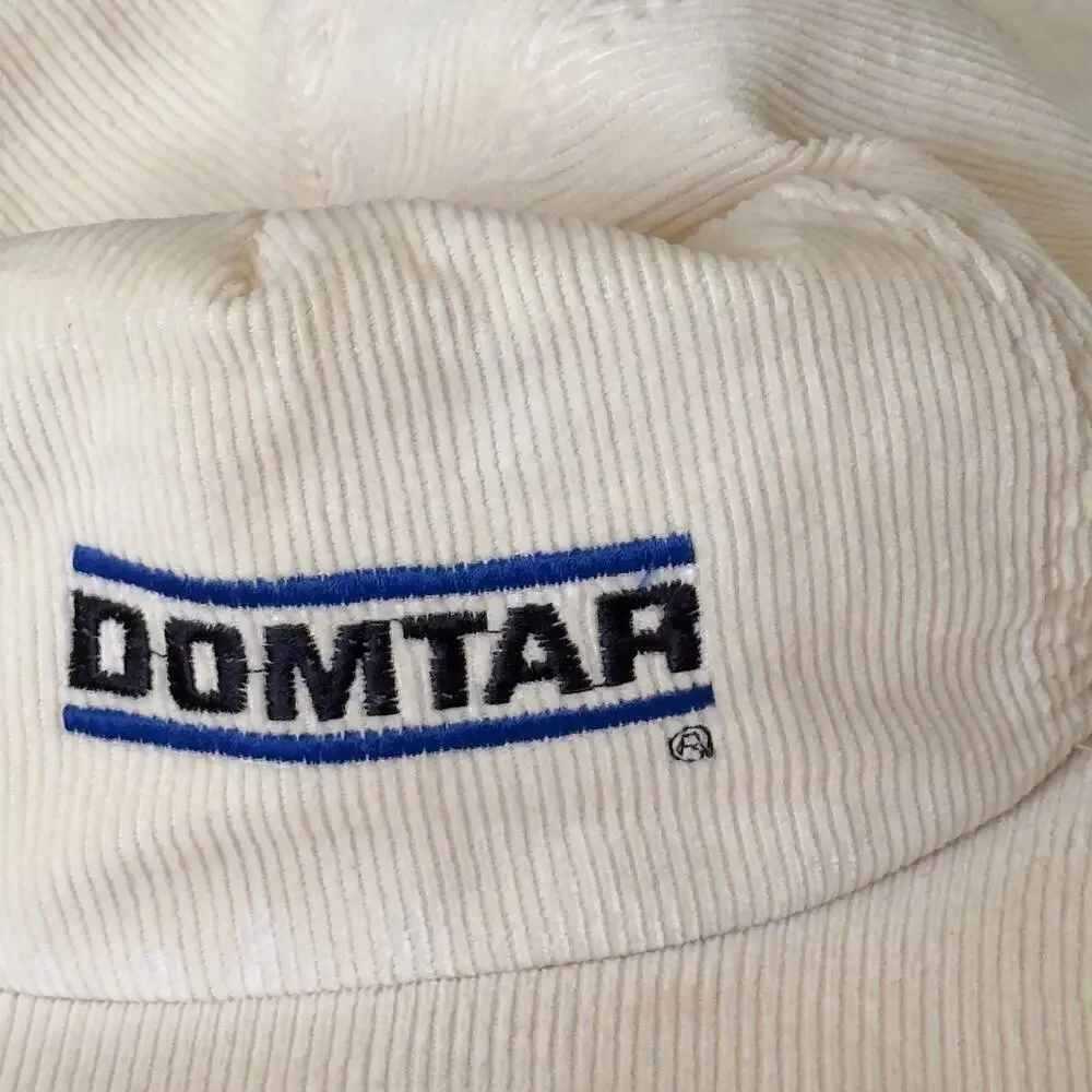 Vintage 90’s Domtar Corduroy Snapback Hat Apparel Trucker Cap OSFM  Embroidered